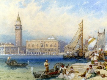  Giorgio Lienzo - San Marcos y el Palacio Ducal de San Giorgio Maggiore victoriano Myles Birket Foster